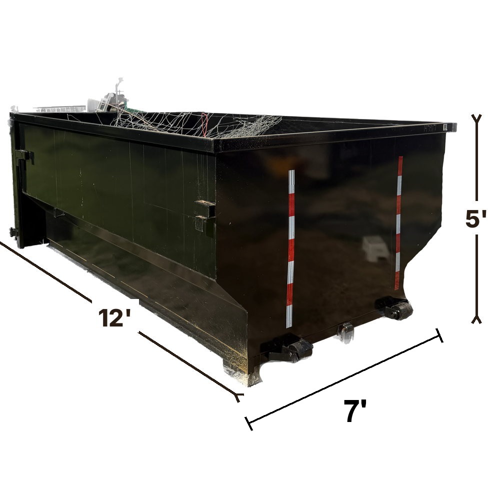 Yak Dumpsters 15-yard dumpster — 12 ft long, 7 ft wide, 5 ft walls
